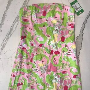 Lilly Pulitzer strapless Bowen Dress. Size 0. NWT